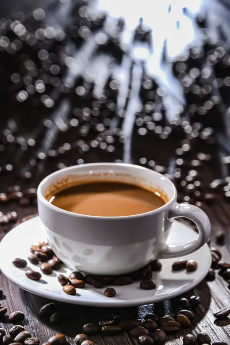 Gerahmter Druck : Komposition mit einem Tassen Kaffee. Gerahmter Druck : Komposition mit einem Tassen Kaffee.