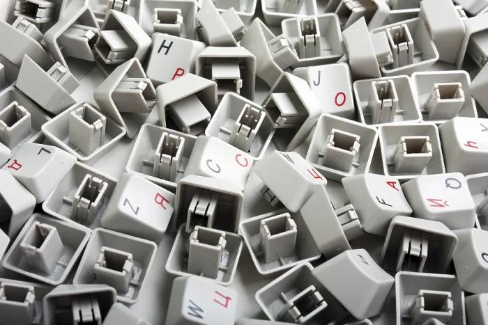 Gerahmter Druck : Computer-Tastatur weißer Tastenknopf Hintergrund