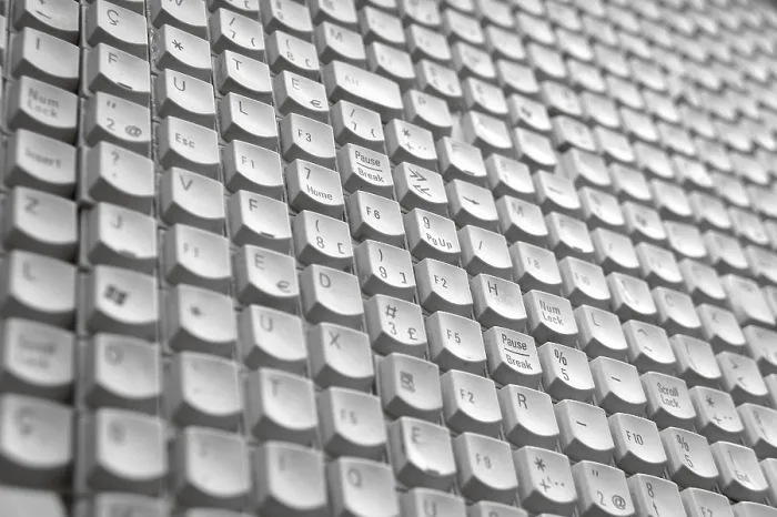 Gerahmter Druck : Computer-Tastaturen, flach. Gerahmter Druck : Computer-Tastaturen, flach.