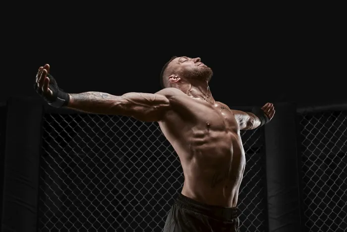 Gerahmter Druck : Konzeptionelle Abbildung eines Kickboxers. Gerahmter Druck : Konzeptionelle Abbildung eines Kickboxers.