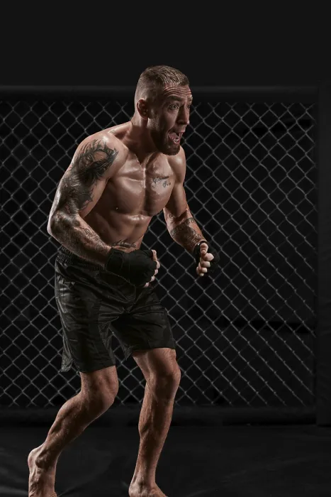 Gerahmter Druck : Konzeptionelles Bild eines Kickboxers. Gerahmter Druck : Konzeptionelles Bild eines Kickboxers.