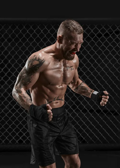 Gerahmter Druck : Konzeptionelle Abbildung eines Kickboxers. Gerahmter Druck : Konzeptionelle Abbildung eines Kickboxers.
