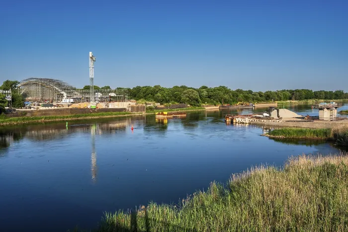 Gerahmter Druck : Baustelle Oderbrücke Kustrin-Kietz Gerahmter Druck : Baustelle Oderbrücke Kustrin-Kietz