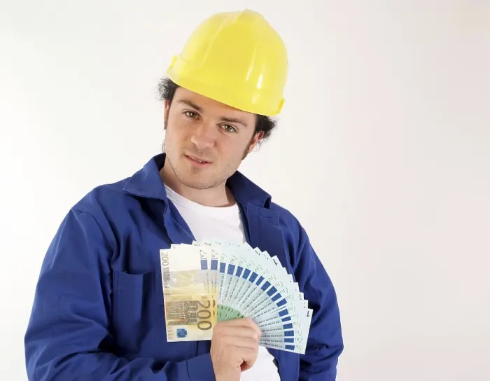 Gerahmter Druck : Bauarbeiter mit Lohn. Gerahmter Druck : Bauarbeiter mit Lohn.