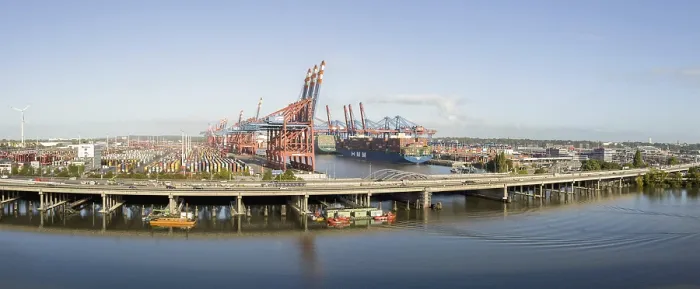 Gerahmter Druck : Container-Terminal Eurogate und Burchardkai Gerahmter Druck : Container-Terminal Eurogate und Burchardkai