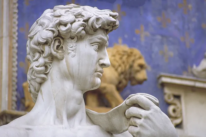 Gerahmter Druck : Kopie der David-Skulptur, Detail. Gerahmter Druck : Kopie der David-Skulptur, Detail.