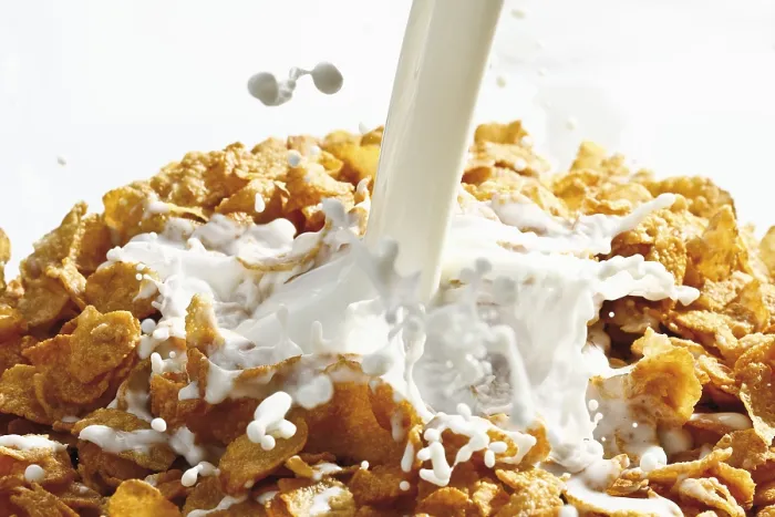 Gerahmter Druck : Haferflocken mit Milch Gerahmter Druck : Haferflocken mit Milch