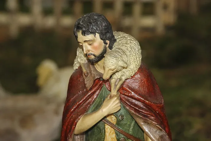 Gerahmter Druck : Kot-Figur, Schäfer mit Schafen. Gerahmter Druck : Kot-Figur, Schäfer mit Schafen.