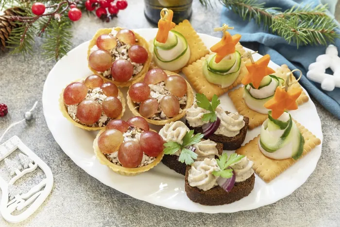 Gerahmter Druck : Kreative Appetizer setzen Weihnachten. Gerahmter Druck : Kreative Appetizer setzen Weihnachten.
