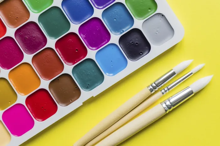 Gerahmter Druck : Kreatives Layout mit Aquarellpalette. Gerahmter Druck : Kreatives Layout mit Aquarellpalette.