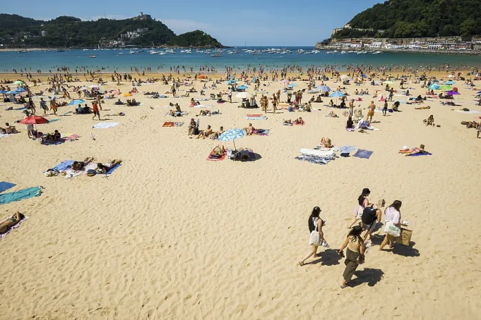 Gerahmter Druck : Volksstrand im August.
