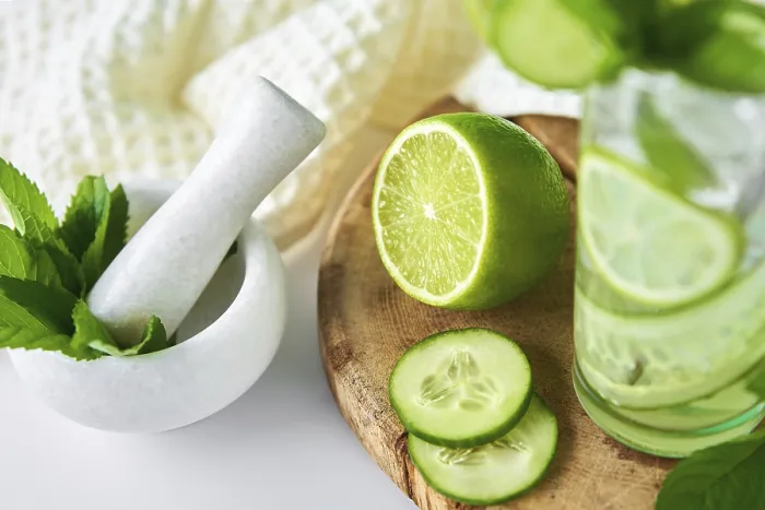 Gerahmter Druck : Zitrone, Limette und Minze-Limonade Gerahmter Druck : Zitrone, Limette und Minze-Limonade