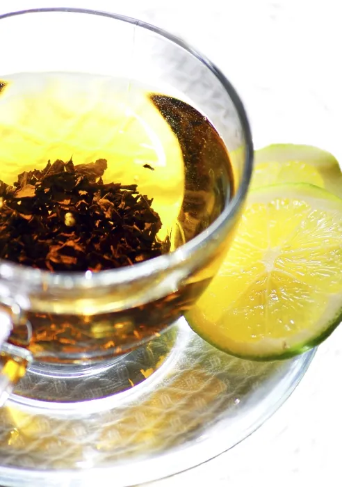 Gerahmter Druck : Teebecher mit Zitrone und Minze Gerahmter Druck : Teebecher mit Zitrone und Minze