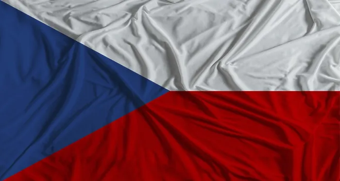 Gerahmter Druck : Tschechische Flagge mit Stofftextur-Hintergrund Gerahmter Druck : Tschechische Flagge mit Stofftextur-Hintergrund