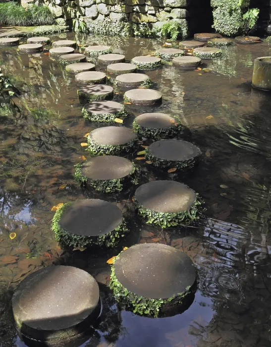 Gerahmter Druck : Schmückender Gleisweg über den Teich Gerahmter Druck : Schmückender Gleisweg über den Teich