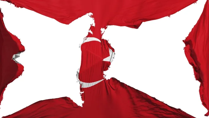 Gerahmter Druck : Zerstörtes türkisches Flaggenbild, weißer Hintergrund. Gerahmter Druck : Zerstörtes türkisches Flaggenbild, weißer Hintergrund.