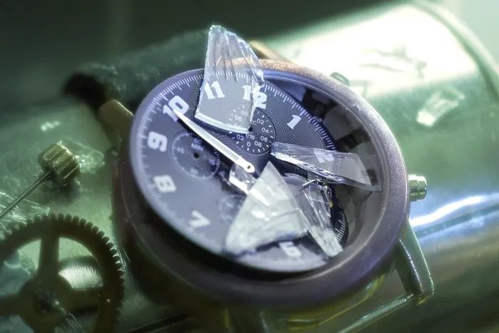 Gerahmter Druck : Zerstörte Uhr. Gerahmter Druck : Zerstörte Uhr.