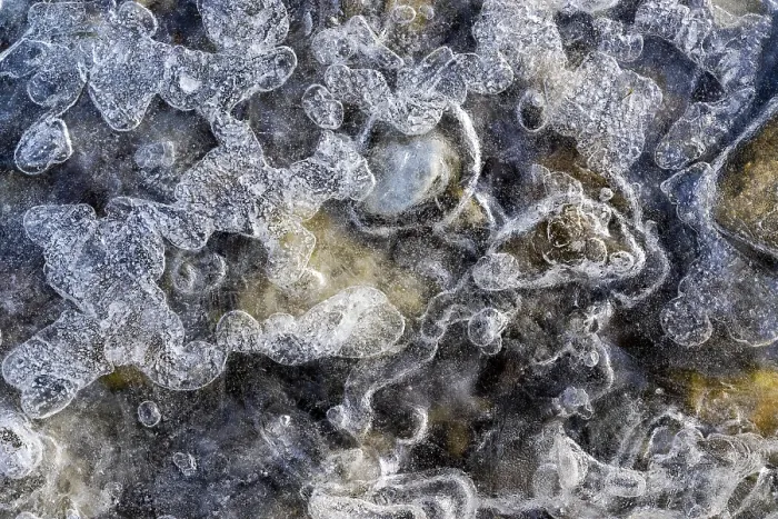 Gerahmter Druck : Details, Formen und Strukturen des Eises.