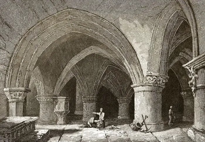 Gerahmter Druck : Krypta der Kathedrale von Glasgow, die High Kirk of Glasgow und auch als St. Kentigerns- bzw. St-Mungos-Kathedrale bekannt ist Gerahmter Druck : Krypta der Kathedrale von Glasgow, die High Kirk of Glasgow und auch als St. Kentigerns- bzw. St-Mungos-Kathedrale bekannt ist