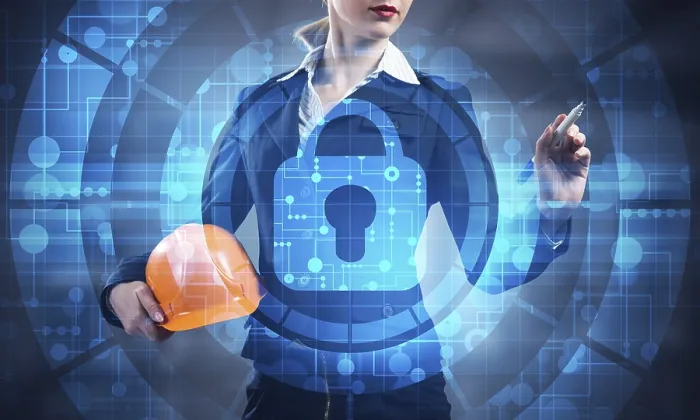 Gerahmter Druck : Digitale Cybersecurity und Netzwerk-Schutzkonzept.