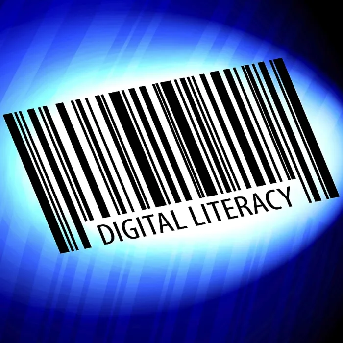 Gerahmter Druck : Digitale Bildung, Barcode mit blauer Hintergrund. Gerahmter Druck : Digitale Bildung, Barcode mit blauer Hintergrund.