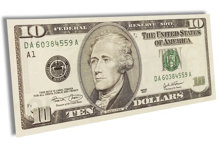Gerahmter Druck : Vorderseite eines zehn-Dollar-Scheins Gerahmter Druck : Vorderseite eines zehn-Dollar-Scheins