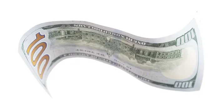 Gerahmter Druck : Ein hundert-Dollar-Schein, der fällt oder auf einem leeren Hintergrund schwebt. Gerahmter Druck : Ein hundert-Dollar-Schein, der fällt oder auf einem leeren Hintergrund schwebt.