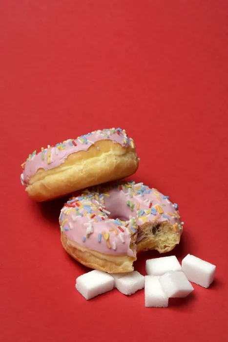 Gerahmter Druck : Donut und Zuckerwürfel Gerahmter Druck : Donut und Zuckerwürfel