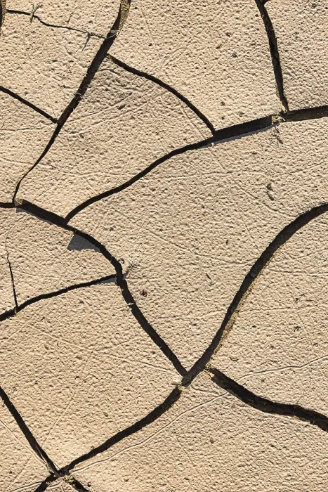 Gerahmter Druck : Trockenrisse in Tonboden, Hintergrundbild.