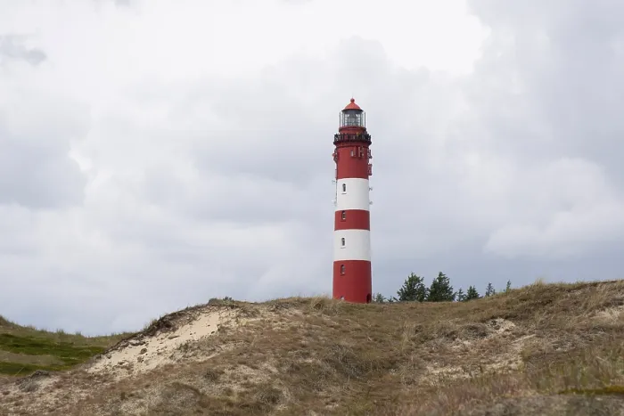 Gerahmter Druck : Dünenlandschaft mit Leuchtturm Gerahmter Druck : Dünenlandschaft mit Leuchtturm