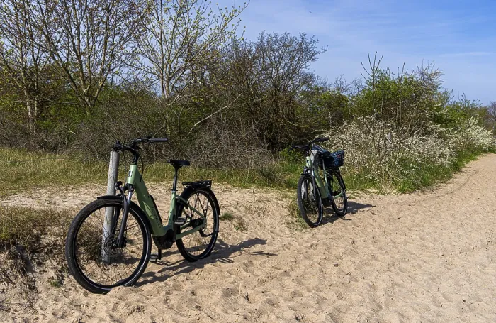 Gerahmter Druck : E-Bikes am Strand von Alt-Reddevitz. Gerahmter Druck : E-Bikes am Strand von Alt-Reddevitz.