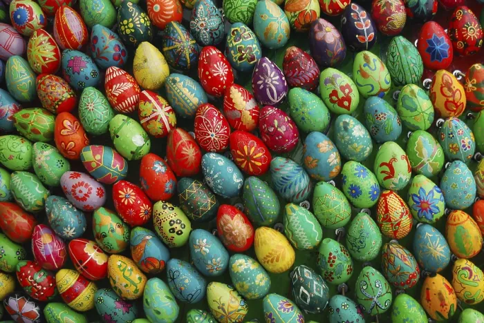 Gerahmter Druck : Osterhintergrund farbiger Eier in grünen Tönen. Gerahmter Druck : Osterhintergrund farbiger Eier in grünen Tönen.