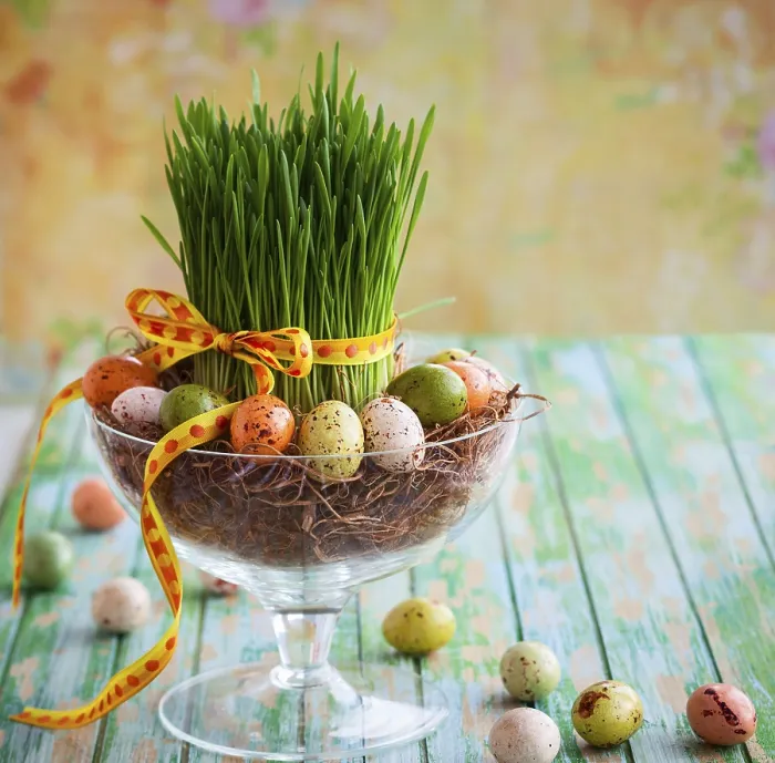 Gerahmter Druck : Osterkomposition mit frischem grünem Gras und Schokoladen-Eiern. Gerahmter Druck : Osterkomposition mit frischem grünem Gras und Schokoladen-Eiern.