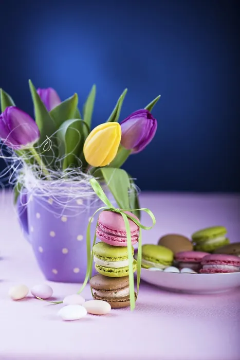 Gerahmter Druck : Die Ostereinrichtung mit Macarons. Gerahmter Druck : Die Ostereinrichtung mit Macarons.