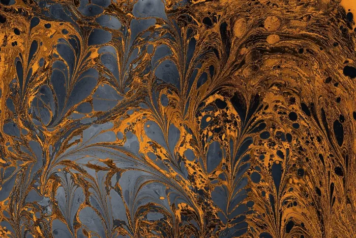 Gerahmter Druck : Ebru-Marmorierung mit floralen Mustern. Gerahmter Druck : Ebru-Marmorierung mit floralen Mustern.