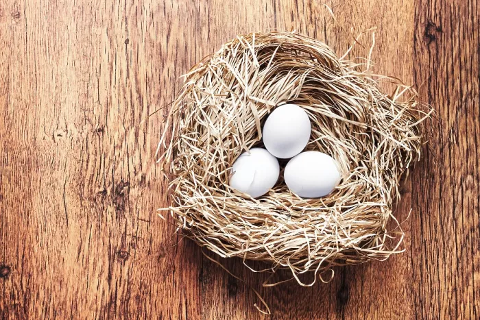 Gerahmter Druck : Eier in einem Nest, Osterkomposition. Gerahmter Druck : Eier in einem Nest, Osterkomposition.
