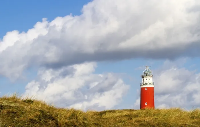 Gerahmter Druck : Leuchtturm Eierland mit Dünen. Gerahmter Druck : Leuchtturm Eierland mit Dünen.