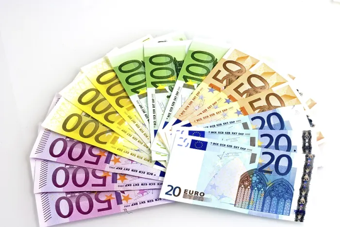 Gerahmter Druck : Euromünzen, Geldfächer, Studio Gerahmter Druck : Euromünzen, Geldfächer, Studio
