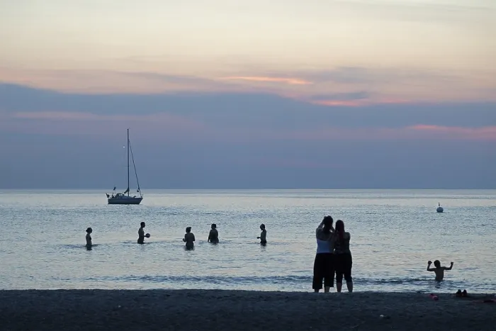 Gerahmter Druck : Abendstimmung am Strand, Warnemünde. Gerahmter Druck : Abendstimmung am Strand, Warnemünde.