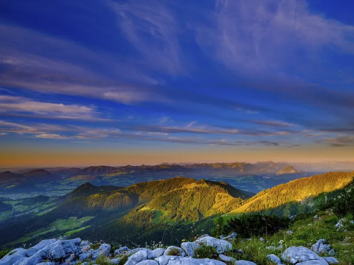 Gerahmter Druck : Abenddämmerung am Kehlstein. Gerahmter Druck : Abenddämmerung am Kehlstein.