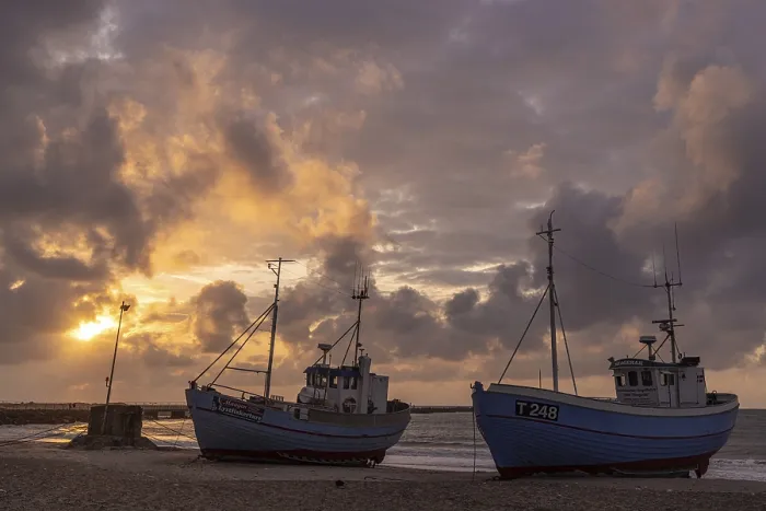 Gerahmter Druck : Abend am Vorupor-Hafen Gerahmter Druck : Abend am Vorupor-Hafen