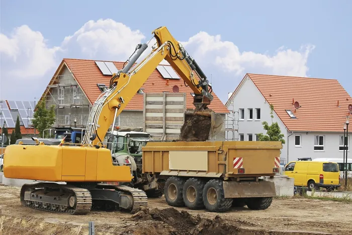 Gerahmter Druck : Aushubarbeiten, Erdarbeiten. Gerahmter Druck : Aushubarbeiten, Erdarbeiten.
