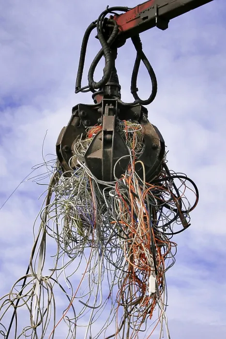 Gerahmter Druck : Bagger mit Kabel