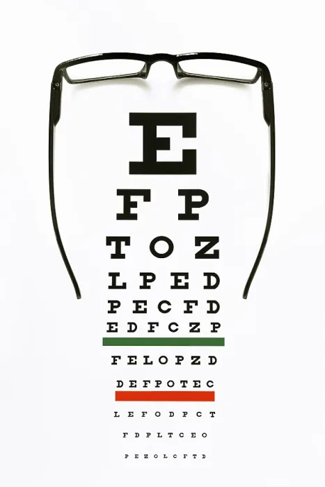 Gerahmter Druck : Augenchart und Brille Gerahmter Druck : Augenchart und Brille