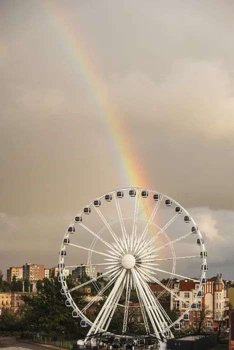 Gerahmter Druck : Riesenrad mit Regenbogen Gerahmter Druck : Riesenrad mit Regenbogen