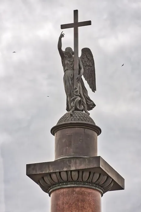 Gerahmter Druck : Figur auf der Alexander-Säule, RSt. Gerahmter Druck : Figur auf der Alexander-Säule, RSt.