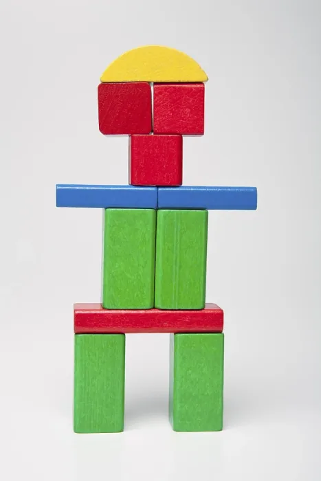 Gerahmter Druck : Bauklotzfigur Gerahmter Druck : Bauklotzfigur