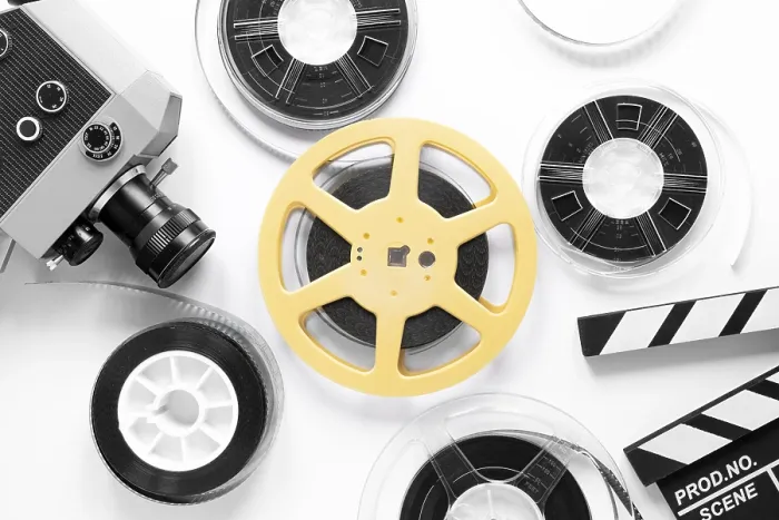 Gerahmter Druck : Filmelemente weißer Hintergrund Gerahmter Druck : Filmelemente weißer Hintergrund