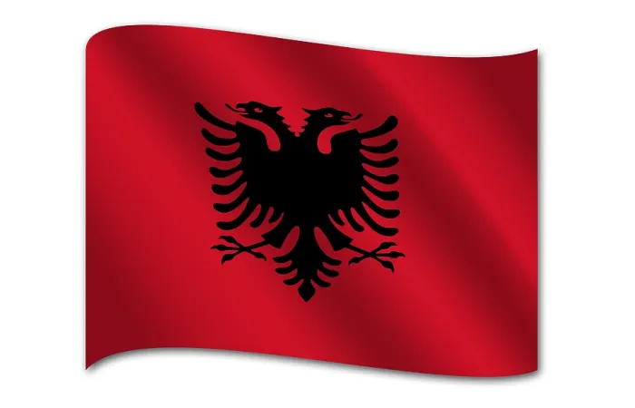 Gerahmter Druck : Flagge Albaniens Gerahmter Druck : Flagge Albaniens