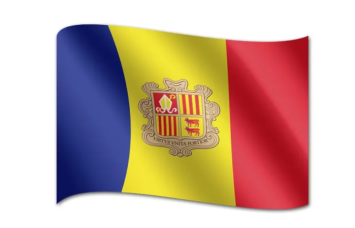 Gerahmter Druck : Andorras Nationalflagge Gerahmter Druck : Andorras Nationalflagge
